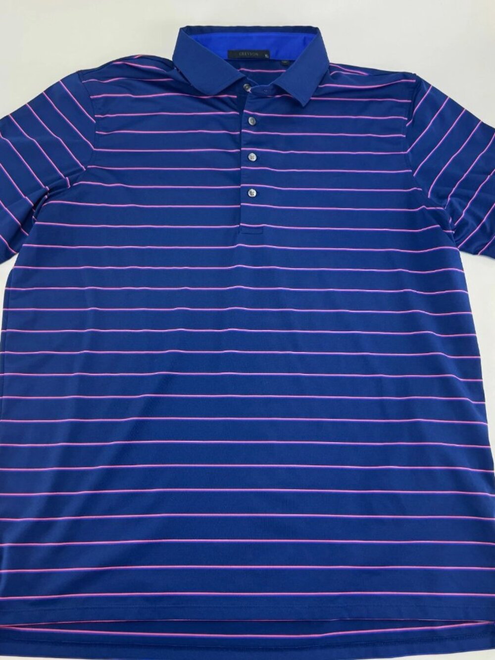 Greyson Golf Polo Shirt Mens XL Blue Pink Striped Short Sleeve Performance